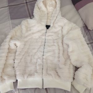 White Faux Fur Hoodie